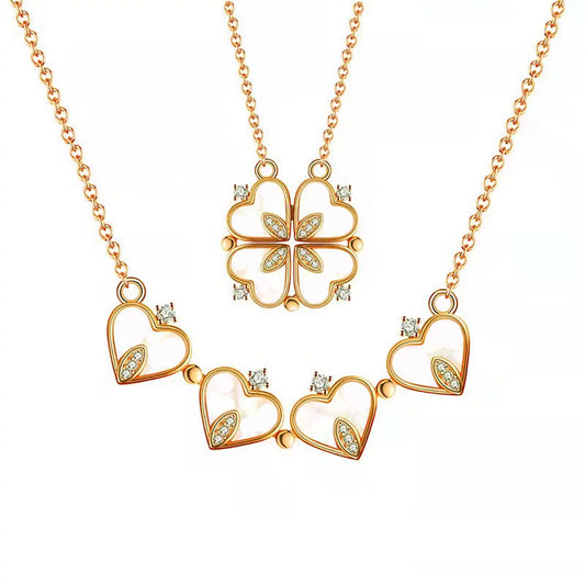 Lucky Four Leaf Clover Necklace, Gifts for Mother'S Day Valentine'S Day Day Birthday